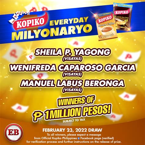 kopiko philippines winners|Congrats sa daily winners ng Kopiko .